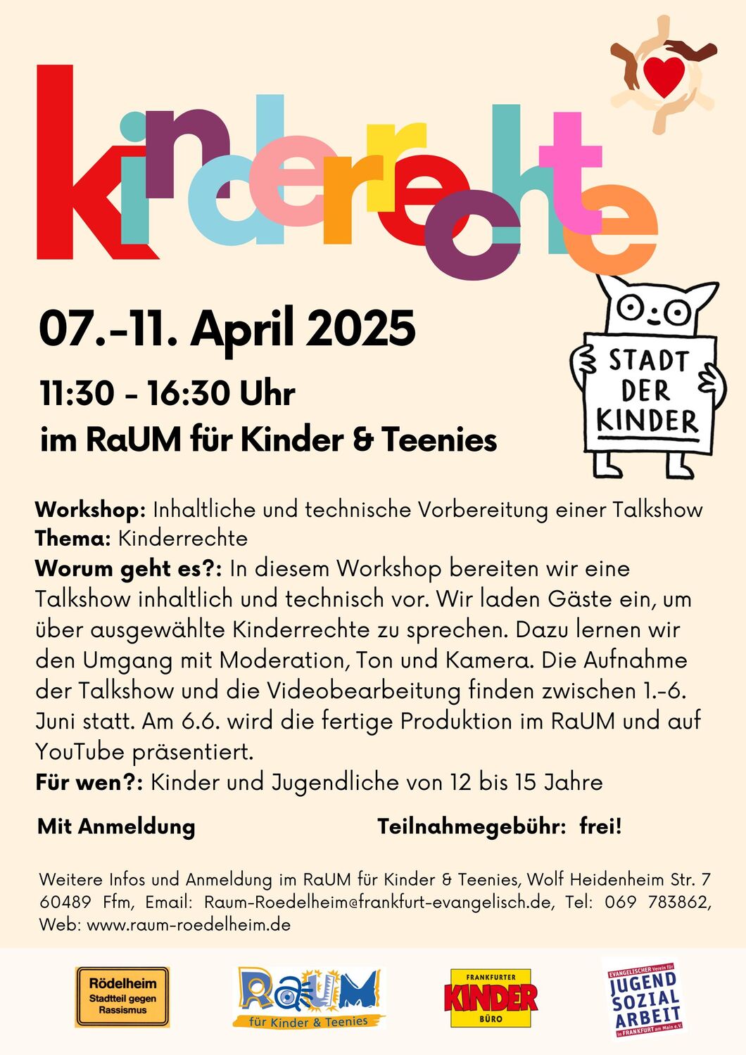 Plakat Workshop in den Osterferien 25